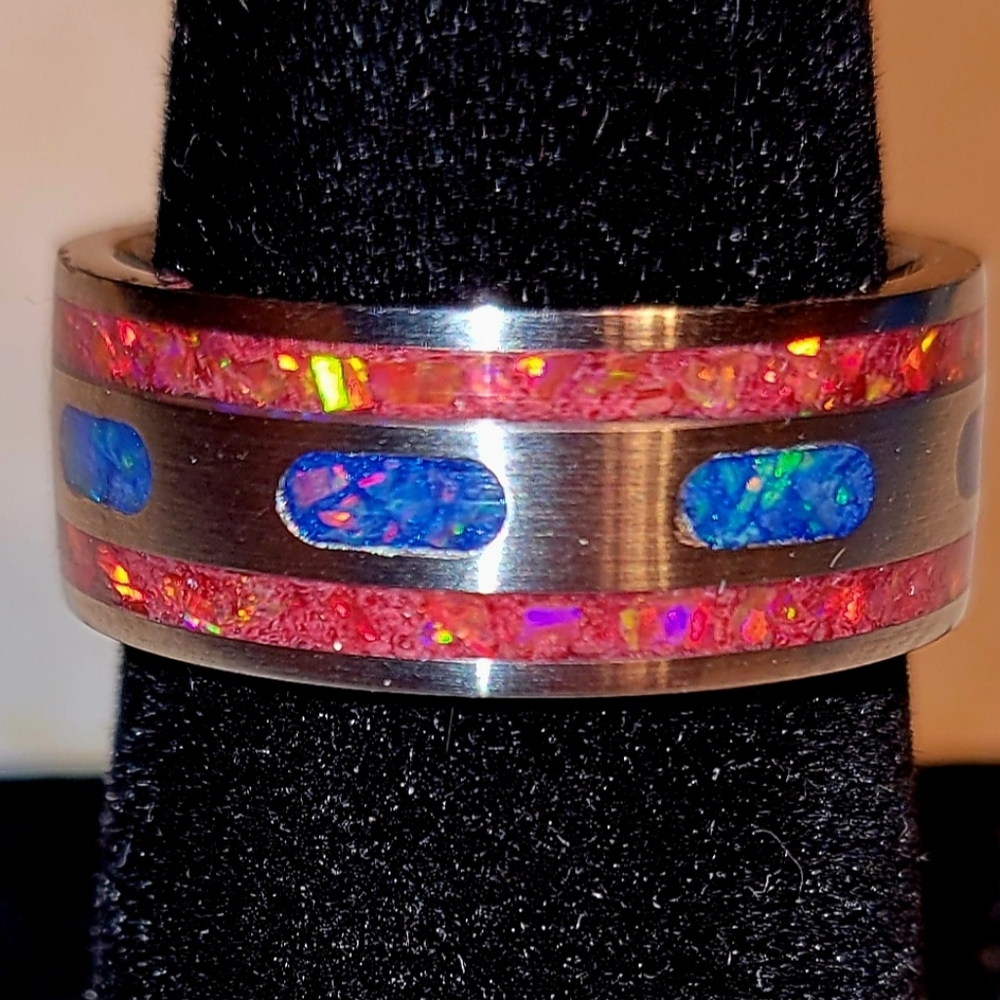 Custom handmade opal glow ring